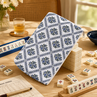Sac de rangement multifonctionnel portable imprimé style américain pour Mahjong, blanc, rose, bleu ciel