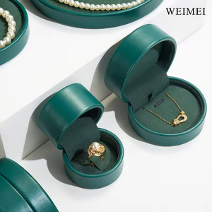 WEIMEI élégant vert foncé forme ronde boîte à bijoux logo personnalisé boîte à bague collier bracelet bijoux boîte d'emballage - Product Image 3