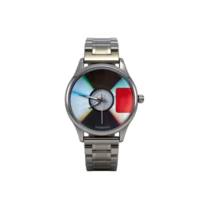 Reloj de la serie Bound2 de Kanye West, de alta gama, con cubierta de CD, movimiento de cuarzo, brazalete de acero, reloj nacional, unisex, esfera azul - Product Image 3
