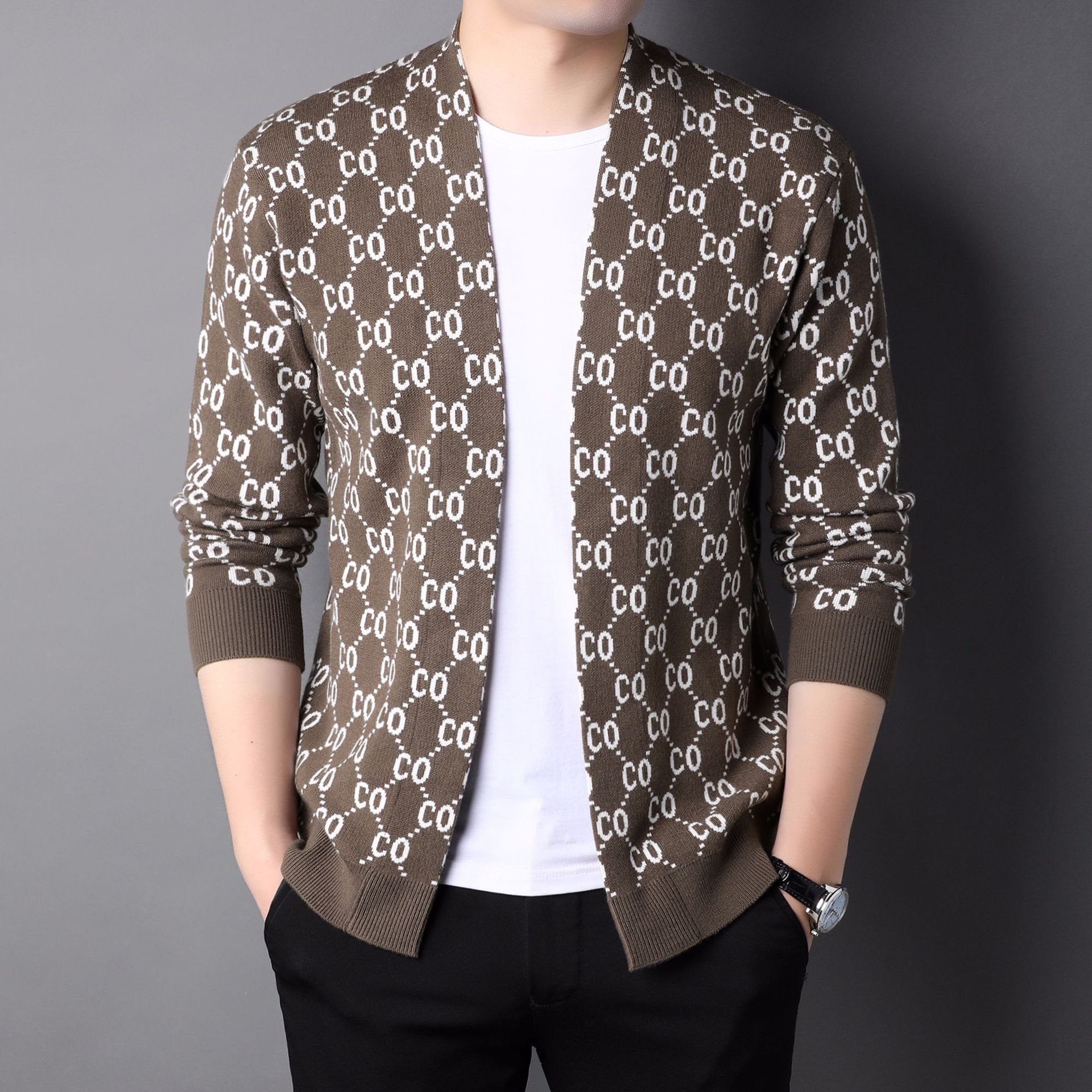 Custom Chunky Cardigan Sweater For Men Plus Size Long Sleeve Cardigan Pour Hommes
