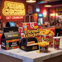 Boîte en papier écologique résistante à l'huile pour la restauration rapide, avec logo personnalisé, emballage à emporter pour poulet frit, burger, frites