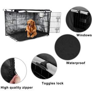 Couverture de <span class=keywords><strong>Cage</strong></span> à Double porte pour chien, imperméable, Durable et léger, couverture de chenil pour animaux de compagnie, couverture de <span class=keywords><strong>Cage</strong></span> de Protection pour chiens, noir - Product Image 2