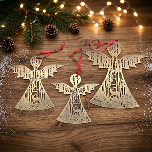 Sonnet Decor Handmade Iron <b>Angel</b> Christmas <b>Ornaments</b> Digital Printing Die Cut Hanging Home Decoration Set of 3 - Product Image 2