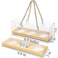 Boîtes à pâtisserie en plastique de qualité alimentaire avec poignée en corde dorée, boîte cadeau transparente pliable