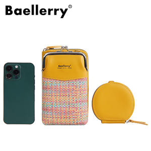 New Women's Mobile <strong>Phone</strong> <strong>Bag</strong> Baellerry Braided Contrasting Color One-shoulder Cross-span <strong>Bag</strong> Fashionable Mother-child <strong>Bag</strong> Wallet - Product Image 6