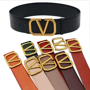 Luxury Brand High Quality Designer With Alloy Slide Buckle 7Cm Wide Reversible V Letter Leather Belt Designer Belts