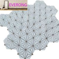 Style américain Triangle Hexagone Dolomite Laiton Blanc Marbre Mosaïque Carreaux de sol et mur