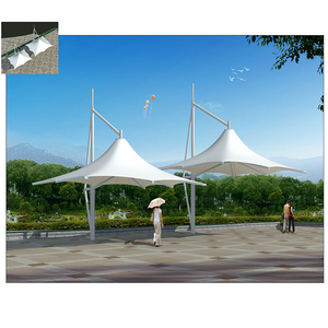 Abri de bus extérieur en acier avec structure à poutres, tentes abri de voiture, auvent imperméable en tissu PVDF, bâtiment en colonnes d'acier, abri de voiture, tente d'ombrage - Product Image 6