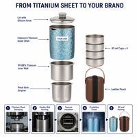Tasse isotherme en titane pur de 350 ml avec infuseur à thé, couvercle à ouverture rapide, sangle de transport, anti-brûlure, pour voyage et extérieur, coffret cadeau