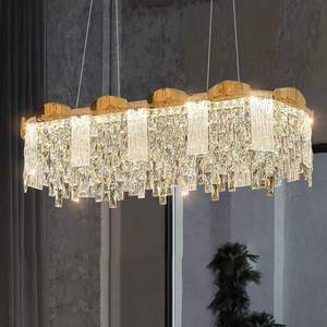 Zèle éclairage salon hôtel villa moderne or rond rectangulaire luxe k9 lustre en cristal - Product Image 3