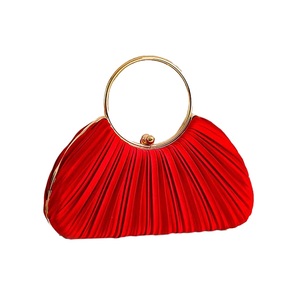 Graceful Pleated Satin Handbag <b>for</b> Women Circle Handle Evening <b>Bag</b> <b>Wedding</b> <b>Guest</b> <b>Clutch</b> Purse Elegant Dating Purse - Product Image 4