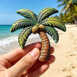 Aimants de réfrigérateur en résine en relief avec motif de palmiers en bord de mer, souvenirs culturels et touristiques de la plage, petits cadeaux en gros - Product Image 1