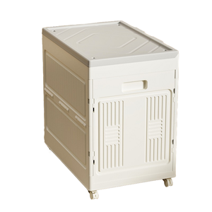Yimire, venta al por mayor, caja de almacenamiento plegable de plástico blanco, organizadores de juguetes apilables con ruedas, contenedores de gabinete grandes para ropa - Product Image 1
