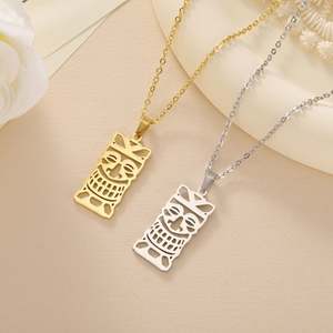 Collar Tiki Totem de Myshape, Máscara de <span class=keywords><strong>Pueblos</strong></span> Indígenas, Cultura Tribal, Colgante Geométrico, Joyería de Acero Inoxidable - Product Image 3