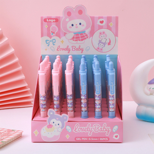 36 unids/set lindo San-rio dibujos animados Kawaii ku-<span class=keywords><strong>romi</strong></span> Me-lody juego de papelería secado rápido tinta negra Gel pluma útiles escolares pluma de presión - Product Image 5