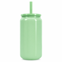 Gobelet isotherme Mason Jar de 16 oz avec couvercle à paille, tasse de voyage sous vide en acier inoxydable