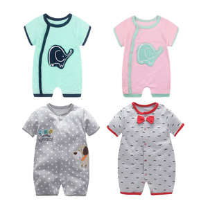 Verano nuevos pijamas de manga corta para bebé estilo casual con cierre de botón de patrón de dibujos animados - Product Image 5