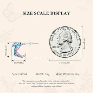แฟชั่น925เงินสเตอร์ลิงชุดเครื่องประดับฤดูใบไม้ผลิต่างหูรุ้งกระเต็นแหวนเปิดสำหรับผู้หญิงเครื่องประดับงานเลี้ยง BSE997ของขวัญ - Product Image 6