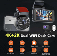 Kamera Dasbor Depan Belakang 4K dengan WiFi GPS Monitor Parkir 24 Jam Kotak Hitam Mobil Layar Sentuh IPS Perekam Video Mengemudi dengan Visi Malam