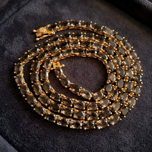 Collier tennis ovale en quartz fumé 6x4mm, plaqué or, argent sterling, pierre précieuse marron, bijoux de luxe élégants, cadeau pour femme, tendance - Product Image 6