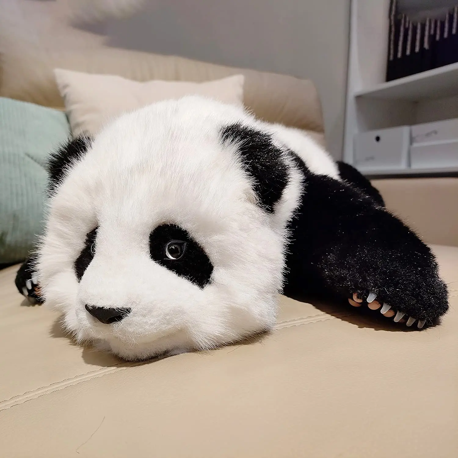 Animales de peluche de 4LB, Panda gigante de peluche realista hecho a mano para la ansiedad, juguete de felpa pesado