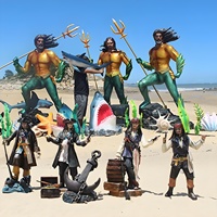 Statue de Pirate en Résine Grandeur Nature, Sculpture de Personnage de Film en Fibre de Verre pour Décoration de Parc Extérieur