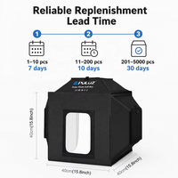 PULUZ Boîte à lumière photo 40 cm avec 3 panneaux LED, tissu diffuseur pour estomper la lumière et réduire les reflets, idéale pour bijoux et petits appareils électroniques