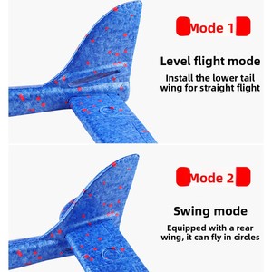 Grand modèle d'<span class=keywords><strong>avion</strong></span> <span class=keywords><strong>en</strong></span> mousse lumineux, jouet <span class=keywords><strong>planeur</strong></span> à lancer à la main, 14+ pouces, poussée mobile, 48 cm, lumières, utilisation intérieure, vidéo HD 1080p - Product Image 3