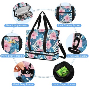 Sac de voyage pliable grande capacité pour le sport, avec séparation sec/humide, motif floral, idéal pour la douane – Vente en gros - Product Image 5