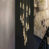 Lustre en cristal LED JYLIGHTING, design personnalisé en forme de goutte de pluie, en laiton, pour la décoration de la maison, de l'hôtel, des escaliers