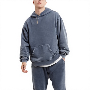 <b>Men's</b> Oversized Washed Hoodie Solid Color Pocket Hooded Sweatshirt Regular Fit French Terry Cotton Streetwear Autumn Casual - Product Image 3