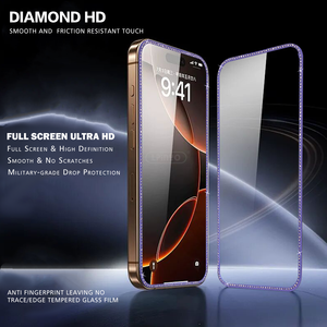 กระจกเทมเปอร์กันฝุ่นกันฝุ่นติดเพชรอุปกรณ์ป้องกันหน้า<span class=keywords><strong>จอ</strong></span>สำหรับ <span class=keywords><strong>iPhone</strong></span> <span class=keywords><strong>11</strong></span> 12 13 14 15 16 17 <span class=keywords><strong>PRO</strong></span> MAX - Product Image 4