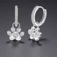 Boucles d'oreilles huggie patte de chat en argent sterling S925, best-seller SPJ, avec zircon cubique 5A, bijoux fins pour femmes, pour les amoureuses des animaux.