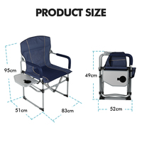 KingGear Outdoor Camping Picnic BBQ Chaises de réalisateur surdimensionnées Chaise pliante robuste avec table d'appoint