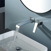 Robinet de lavabo mural et encastré en laiton de luxe, style cascade, eau froide et chaude, personnalisable