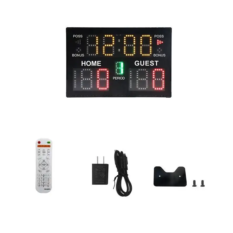 Yizhi - Placa de placar eletrônica para basquete, equipamento remoto com bateria, portátil e temporizador de contagem regressiva para jogos, digital