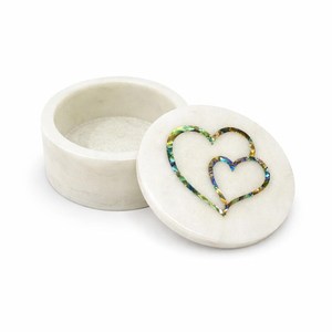 Carved Stone Heart Box With Abalone Inlay Love Theme Gift Item For Valentines Day Romantic Handmade <b>Keepsake</b> Jewelry Decor Box - Product Image 2