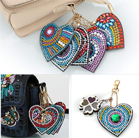 Porte-clés de peinture diamant 5D DIY, porte-clés en strass, cadeau artisanal, vente en gros pour la décoration intérieure