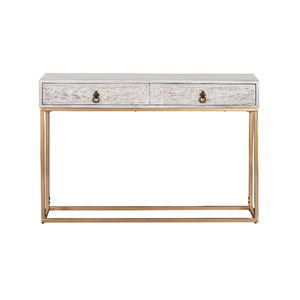 Mesa Consola Moderna de Madera con 2 Cajones y Estructura Metálica Dorada – Mesa de Entrada de Lujo |   Mesa de Almacenamiento para Pasillo - Product Image 6