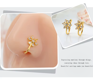 도매 패션 인도 브라스 18K 금도금 크리스탈 코걸이, 여성용 피어싱 없는 지르콘 트위스트 코걸이 - Product Image 3