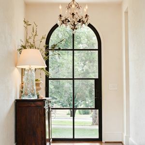 <span class=keywords><strong>Porte</strong></span> en arc bon marché avec lignes droites <span class=keywords><strong>Porte</strong></span> battante en verre à battant français en acier pour l'intérieur - Product Image 1