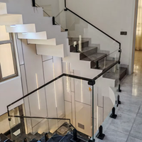Clôture de piscine moderne en aluminium et verre, fixation au sol, sans cadre, garantie 5 ans, pour balcon, escalier, villa, hôtel