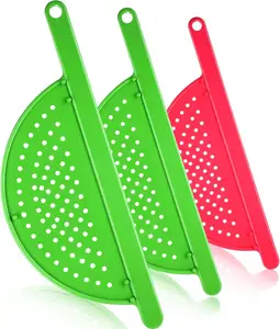 Hot Selling Hand Held Plastic Pot Drainers Pan Side Strainer Noddles Pasta Pot Strainer With Handle