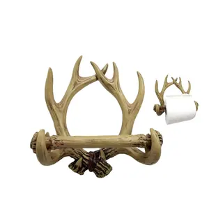 Hot Selling Washroom Supplies Resin Antlers Figurines Resin Deer Antlers Paper Holder