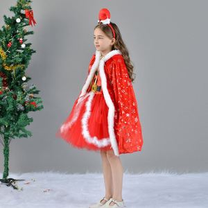Nouvelle Collection 2026 : Ensemble Cape et Robe Tutu Rouge de Noël pour Filles, Tenue de Père Noël avec Bandeau - Product Image 2