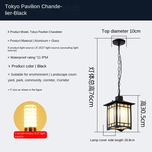 โคมไฟเพดานภายนอกพลาสติกสีดำแบบดั้งเดิม LED 6000K แสงเดย์ไลท์ ปรับความสว่างได้ รับประกัน 10 ปี สำหรับระเบียง ทางเข้าบ้าน สวน - Product Image 2