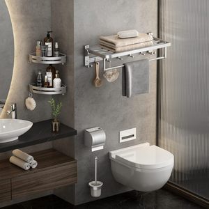 Estante <span class=keywords><strong>de</strong></span> almacenamiento CF <span class=keywords><strong>para</strong></span> <span class=keywords><strong>baño</strong></span>, <span class=keywords><strong>toallero</strong></span> doble plegable <span class=keywords><strong>de</strong></span> aluminio, <span class=keywords><strong>toallero</strong></span> <span class=keywords><strong>de</strong></span> mano, colgador montado en la pared <span class=keywords><strong>para</strong></span> <span class=keywords><strong>Baño</strong></span> - Product Image 2