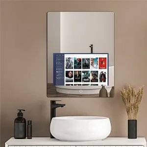 FUDAKIN Smart Touching Magic Mirror Wall Mounted Lighted Rectangle LCD Touch Screen Mirror