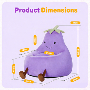 工場直販 キッズ用ナス型ビーンバッグチェア 幼児用読書用快適ソファ B2B OEM/ODM 卸売 - Product Image 4
