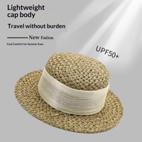 Chapeau de paille tressé à la main pour femme, style printemps/été, creux, à large bord, protection solaire, idéal pour la plage